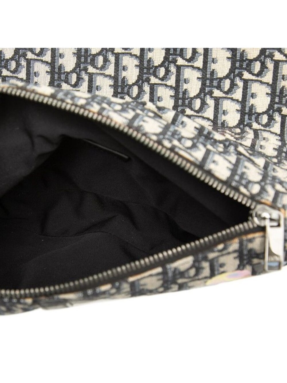 Dior Alex Foxton Oblique Saddle Bag Beige Navy Canvas Leather - Picture 6 of 8